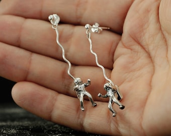 Orecchini astronauta in argento sterling 925, orecchini astronauta, orecchini viaggiatore spaziale, orecchini astronauta, gioielli spaziali