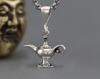 Magic lamp pendant, genie of Aladdin lamp steling silver