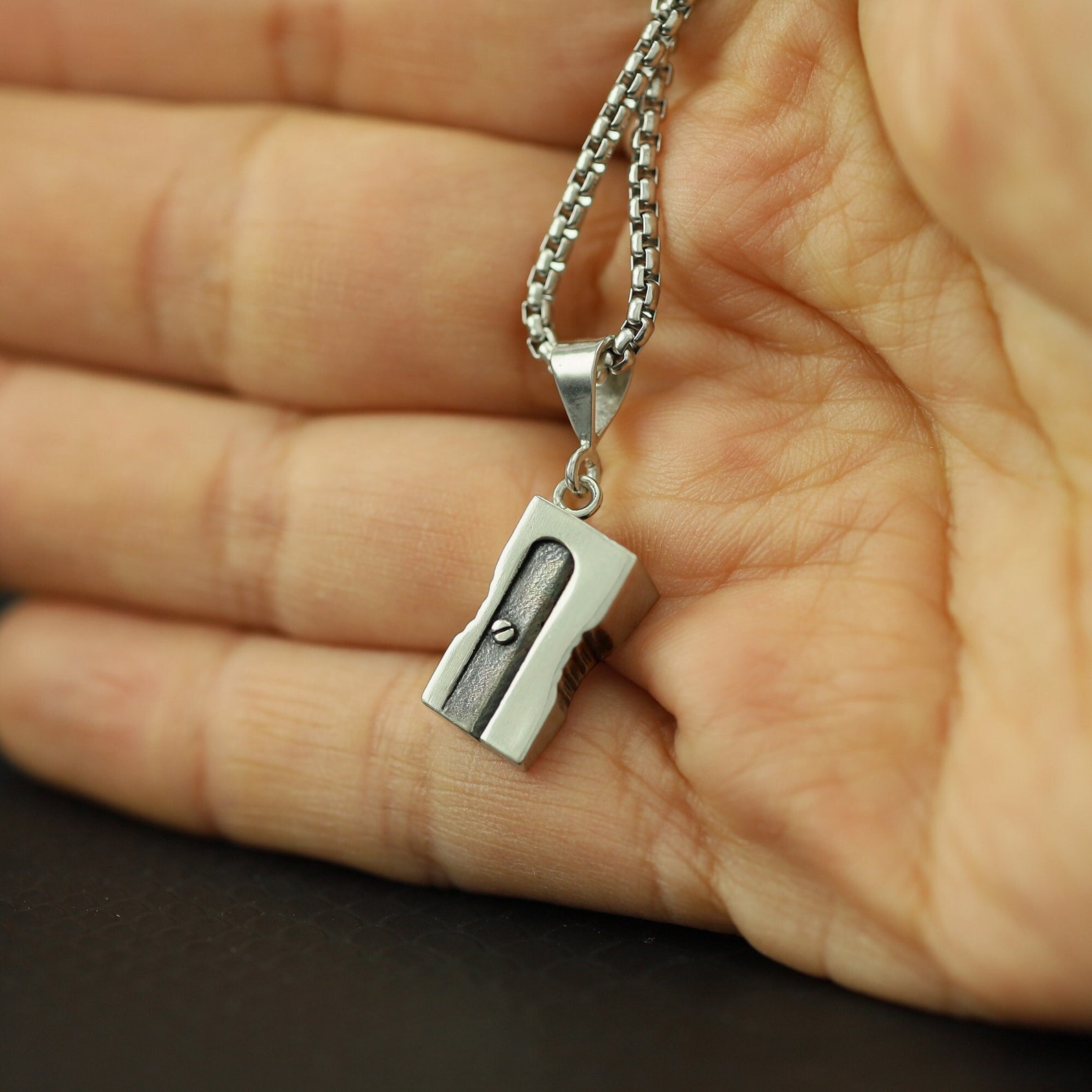 Pencil Sharpener Necklace Sterling Silver Pencil Sharpener Etsy