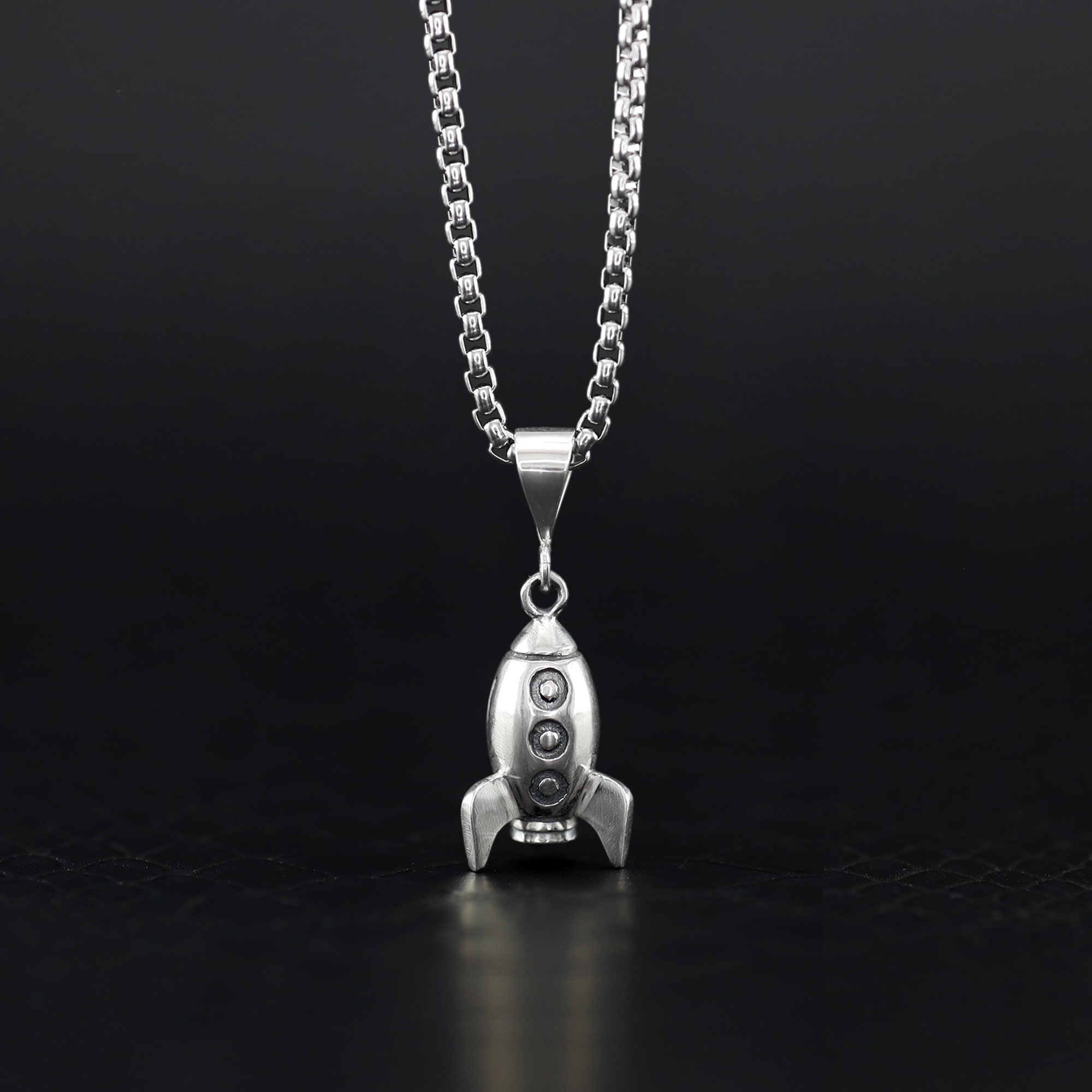 Rocket Necklace Sterling Silver, Rocket Charm, Rocket Pendant