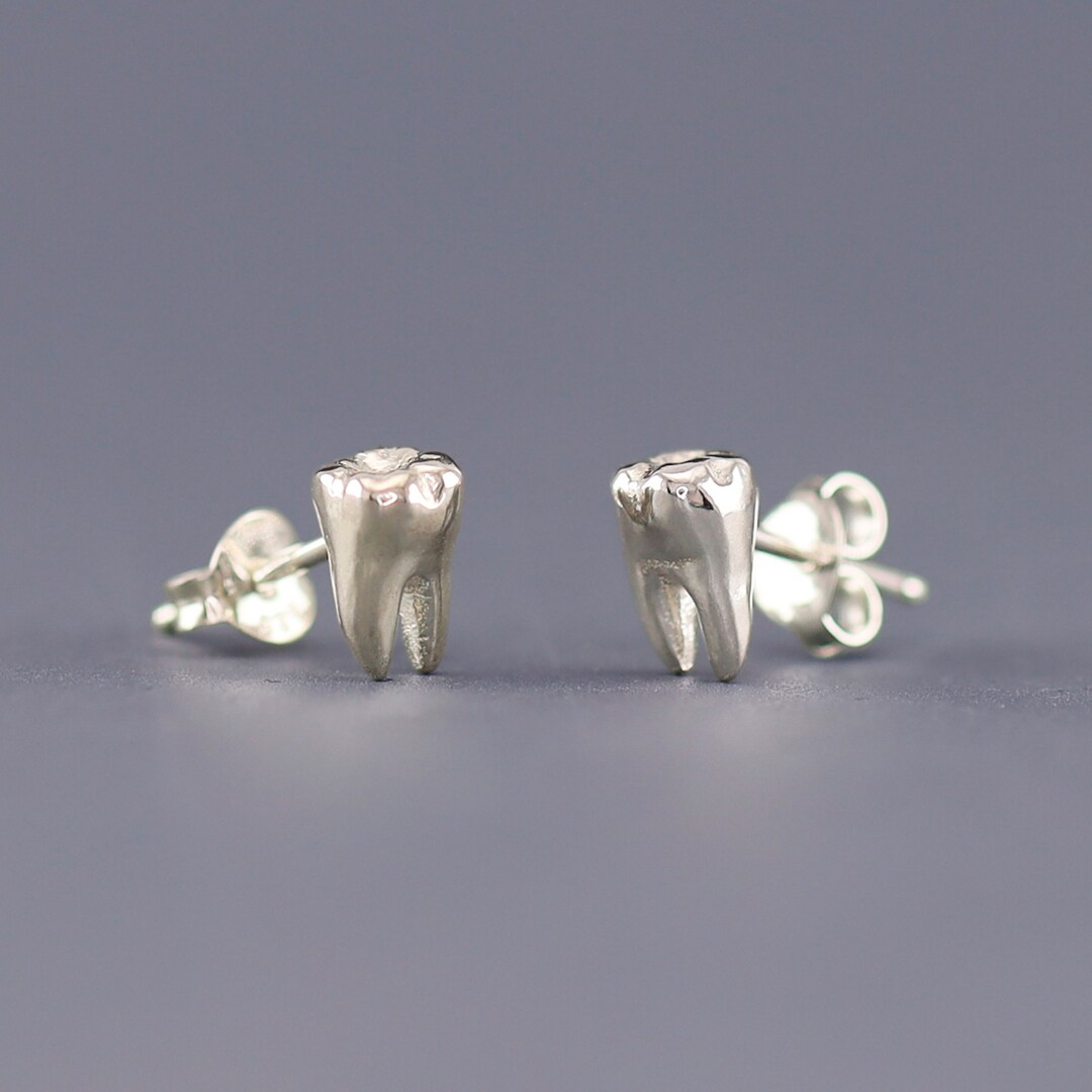 Teeth Earrings Sterling Silver, Stud Teeth Earrings, Tooth Shape Earrings, Dental Earrings, Dental Hygienist Earrings, Dentist Gift - Etsy Japan
