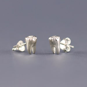 Teeth earrings sterling silver, stud teeth earrings, tooth shape earrings, dental earrings, dental hygienist earrings, dentist gift