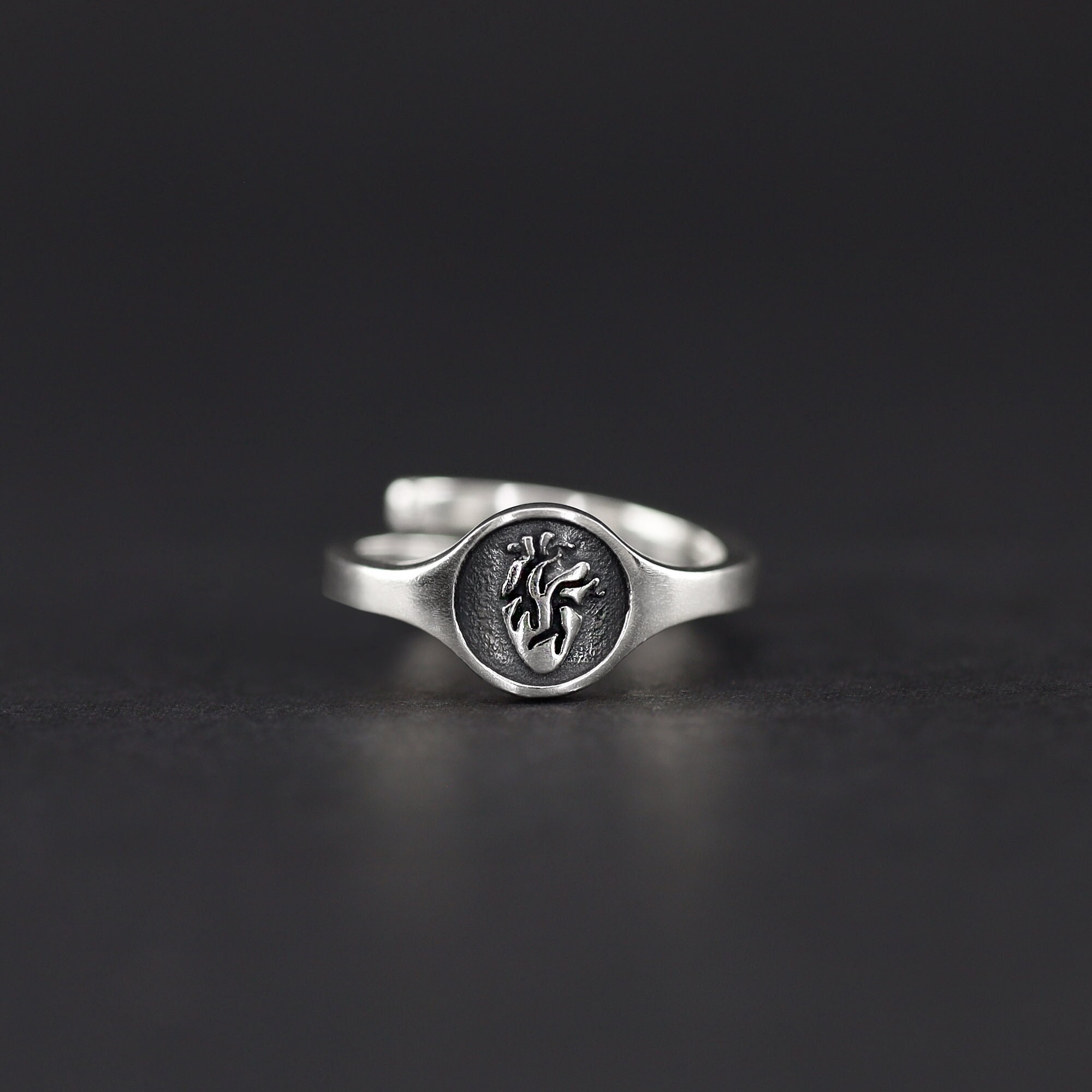 Heart Ring Sterling Silver, Anatomical Heart Ring, Sterling Silver