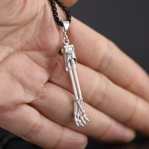 Terminator arm robot pendant sterling silver, bionic arm pendant, schwarzenegger inspired necklace arm, biomechanoid arm pendant