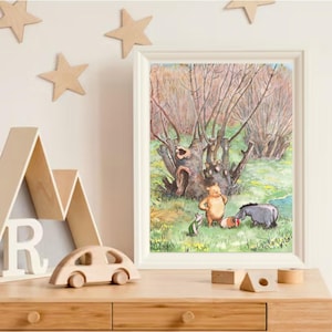 Classic Winnie the Pooh and Happy Friends,  Vintage Image by Children&#39;s Book Illustrator E.H Shepard