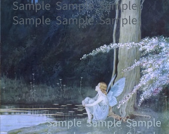 Vintage Magical Fairy Print, Fairies, Moonlight, Perfect for Nursery or Children's Room, Ida Rentoul Outhwaite art