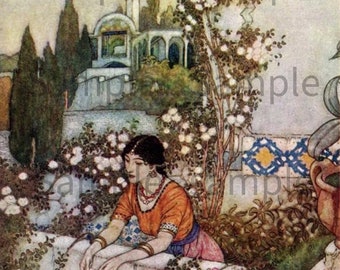 Vintage Edmund Dulac from Rubáiyát of Omar Khayyám, translated from Persian by Edward Fitzgerald and Illustrated by Edmund Dulac in 1859