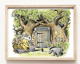 クラシックプー　classic pooh　絵画　3点セット Classic Winnie the Pooh and Pals in Front of Tree House