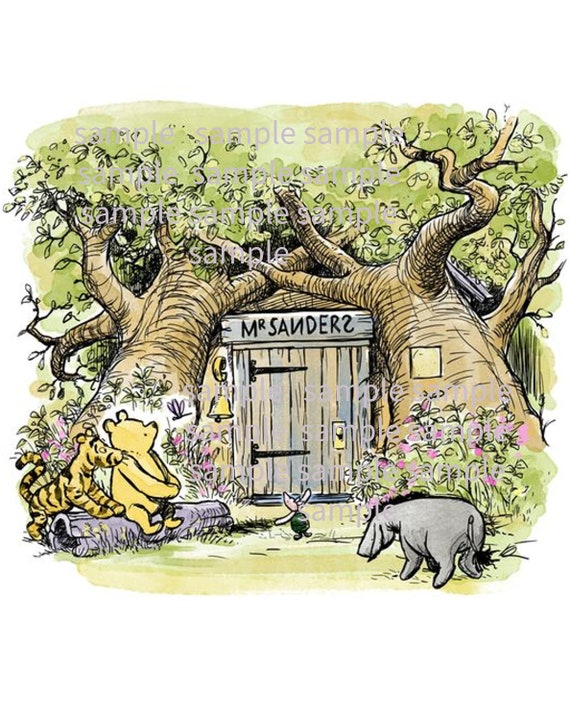 Classic Winnie the Pooh and Pals in Front of Tree House