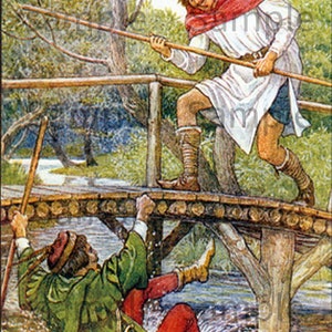 Robinhood and His Merry Men Classic Fairy Tale, Vintage Image by Walter Crane Published 1914