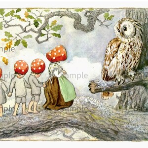Elsa Beskow Children of the Forest,  Vintage Image by Children&#39;s Book Illustrator Elsa Beskow