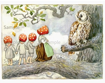 Elsa Beskow Children of the Forest,  Vintage Image by Children's Book Illustrator Elsa Beskow