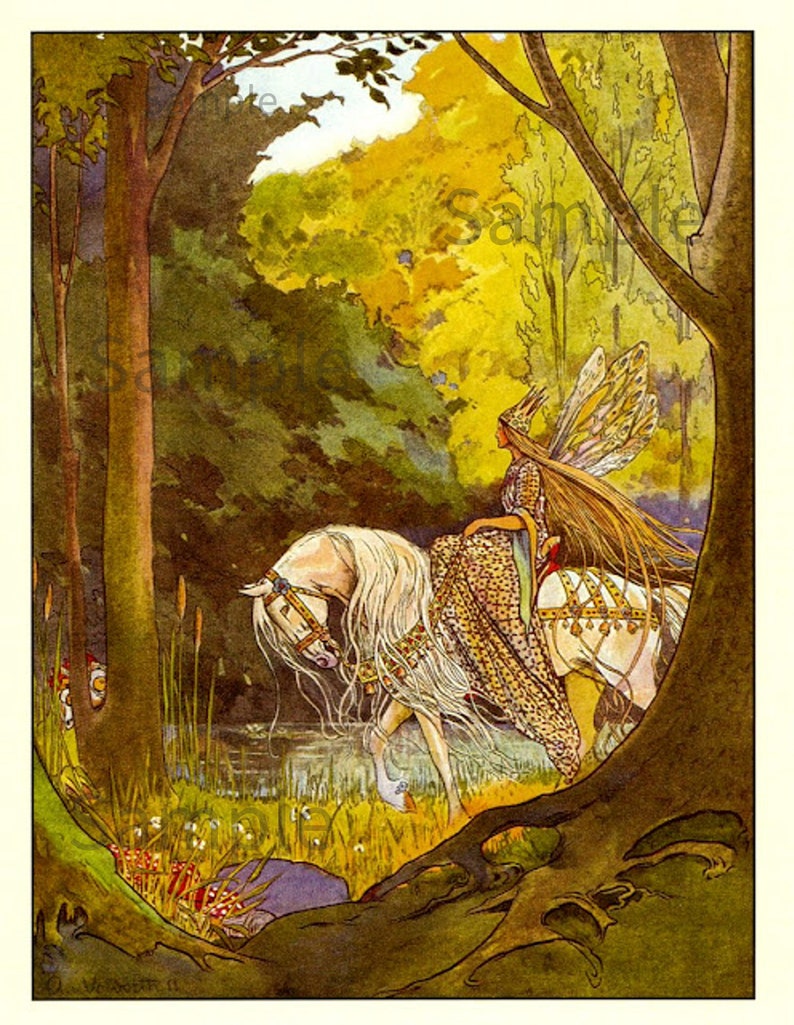 Elven Warrior Forest Princess, Fairy Elves Gnomes Image, Vintage Image ...