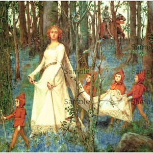 The Fairy Wood, Fairy Queen and Wood Fairies,  Vintage Image From Henry Rheam 1904