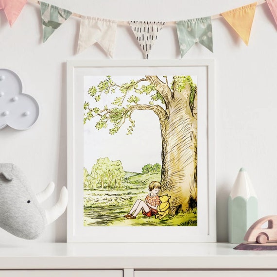 Classic Winnie the Pooh and Christopher Robin Under a Tree