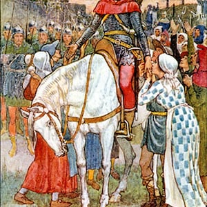 Robinhood and His Merry Men Classic Fairy Tale, Vintage Image by Walter Crane Published 1914