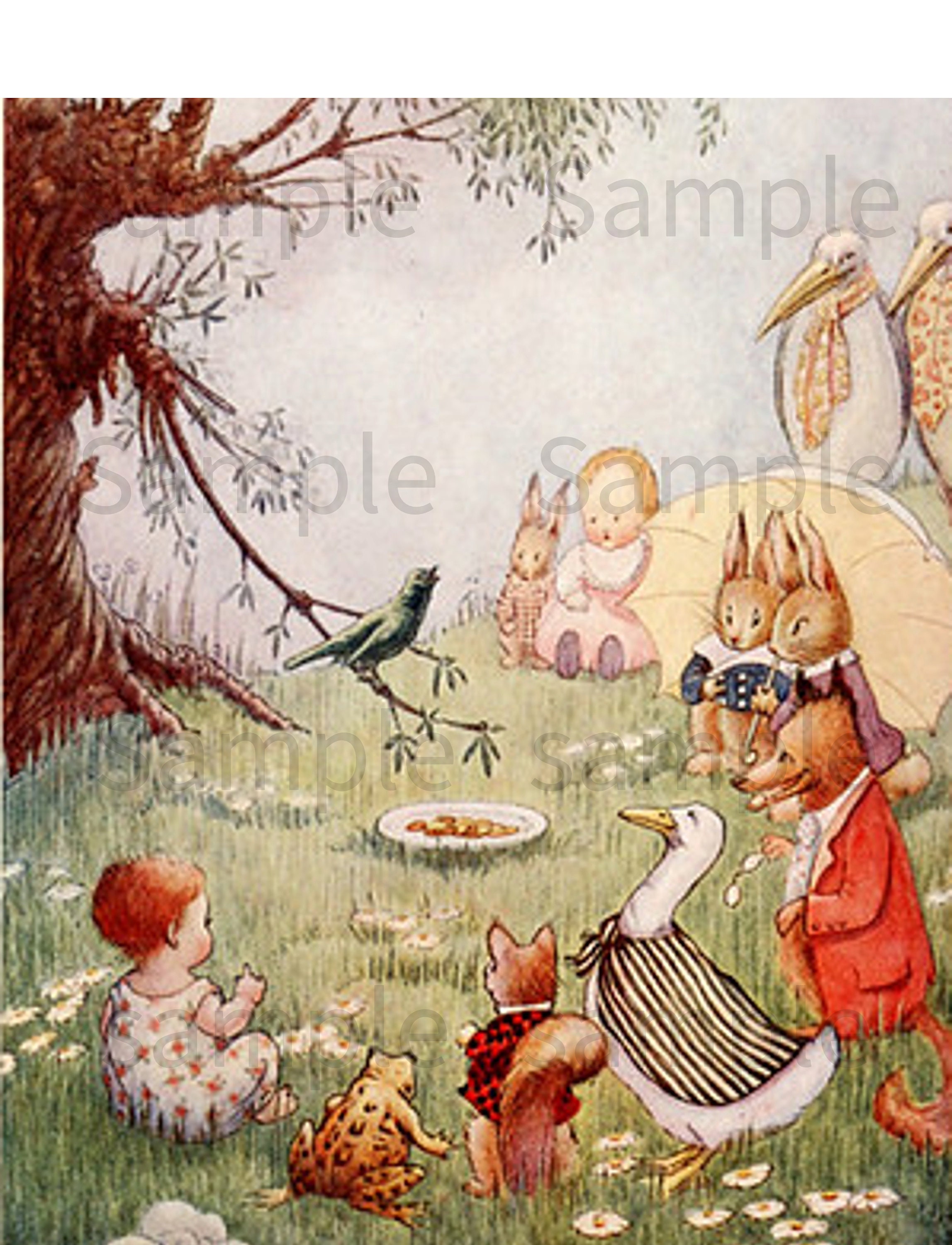 Mother Goose, Fairy Tale Characters and Children, Vintage Image by Children's Book Illustrator Flora White 1914 Mother Goose, Fairy Tale Characters and Children, Vintage Image by Children's Book Illustrator Flora White 1914