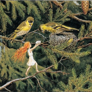 Elsa Beskow The Sun Egg,  Vintage Image by Children&#39;s Book Illustrator Elsa Beskow