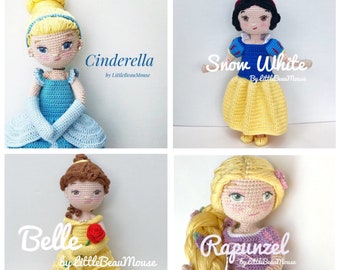 Pacchetto Principessa - Modello per bambola Amigurumi all'uncinetto - 4 download in PDF