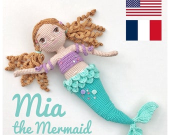 Mia the Mermaid- Crochet Amigurumi Doll Pattern -  PDF download