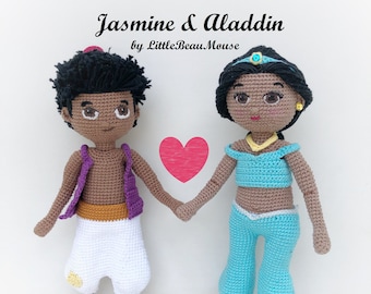 Pacchetto Jasmine e Aladino - Modelli per bambole Amigurumi all'uncinetto - Scarica PDF