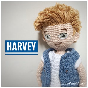 Harvey- Crochet Amigurumi Boy Doll Pattern -  PDF download