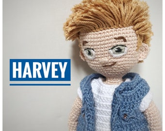 Harvey- Crochet Amigurumi Boy Doll Pattern -  PDF download
