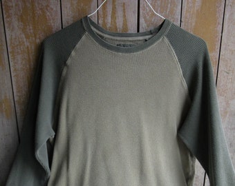 Vintage Old Navy Thermal Long-Sleeved T Shirt, Baseball Style, Size L, Olive Green, Thermal Shirt, Women, Athletic Tom Boy Old Navy Shirt