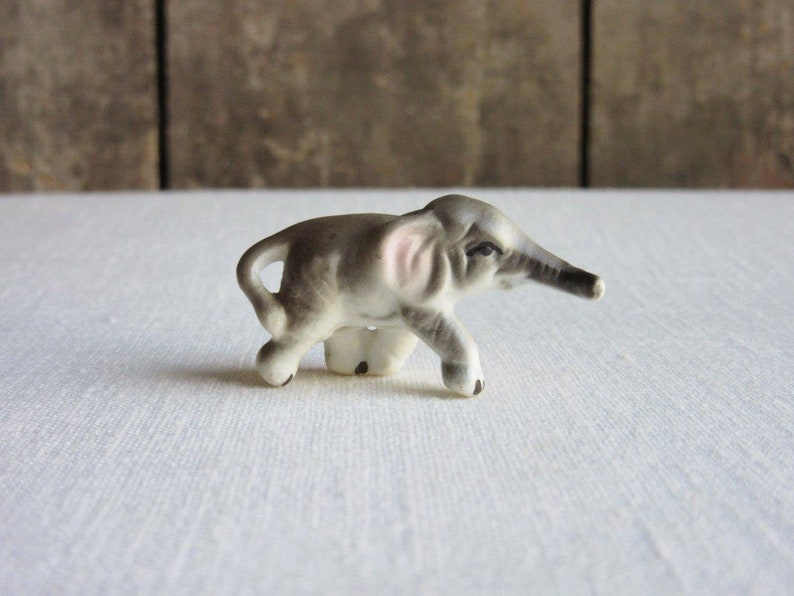Tiny Baby Elephant Vintage Bone China Baby Elephant Figurine Bone China Porcelain Ceramic Wild Animals Miniature Baby Elephant Figurine