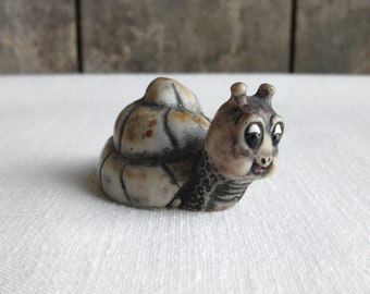 Friendly Snail Figurine, Vintage Resin Snail Figurine, Anthropomorphic Snail, Miniature Animal Figurine, Snail Lover, Cute Terrarium Decor