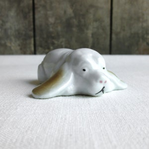 Miniature Ceramic Hound, Baby Basset, Puppy Figurine, Dog Figurine, Ceramic Porcelain Bone China Dog, Miniature Dog Figurine, Basset Puppy