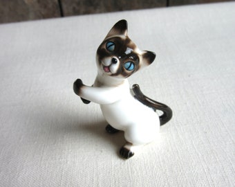 手描きのミニチュア磁器製シャム猫の置物 27076 - Etsy 日本