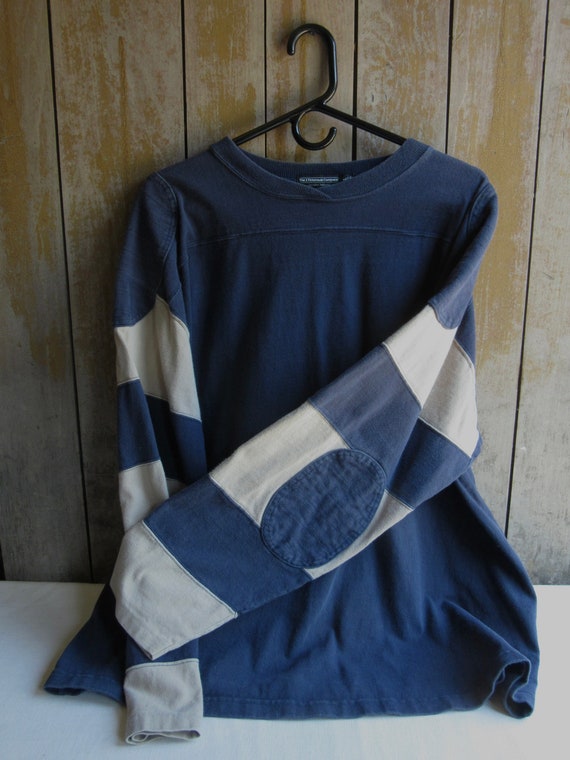Vintage J. Peterman Rare Khaki & Blue Long-Sleeved