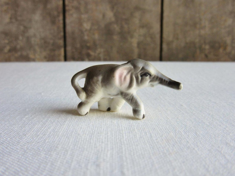 Tiny Baby Elephant Vintage Bone China Baby Elephant Figurine Bone China Porcelain Ceramic Wild Animals Miniature Baby Elephant Figurine