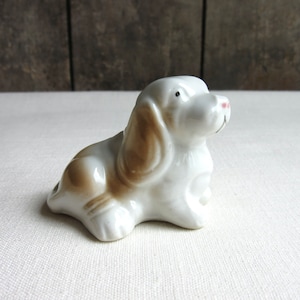 Miniature Ceramic Hound, Baby Basset, Puppy Figurine, Dog Figurine, Ceramic Porcelain Bone China Dog, Miniature Dog Figurine, Basset Puppy