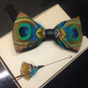 Feather Bow Tie: the Peacock - Etsy