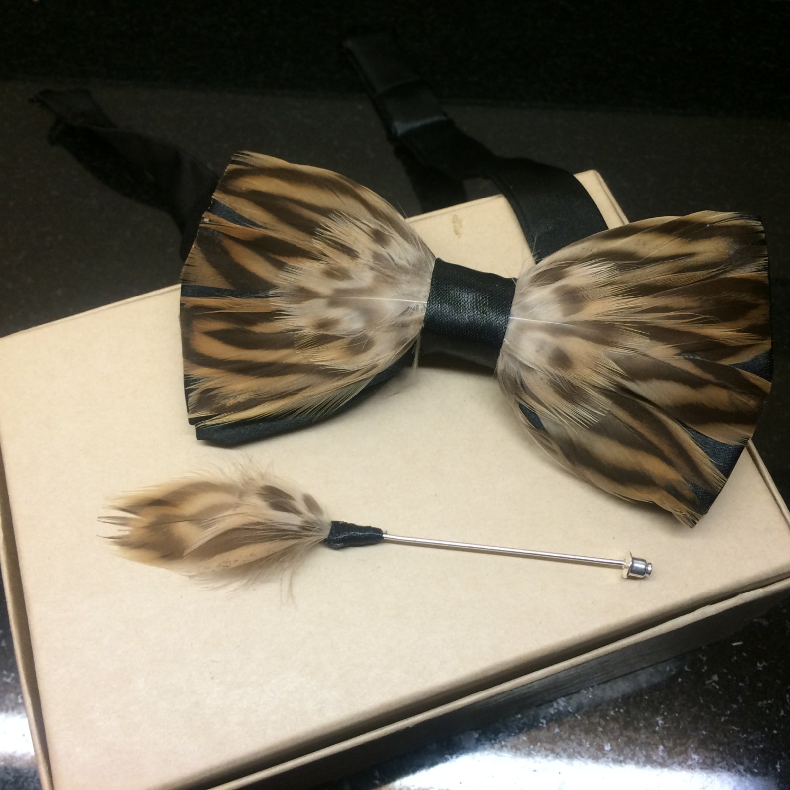 Feather Bow Tie: the Leopard Mallard - Etsy