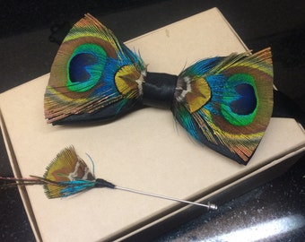 Feather bow tie: The Peacock