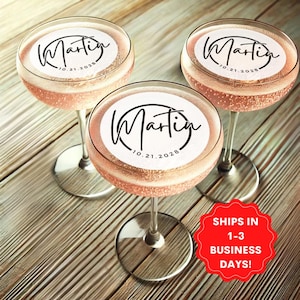 Edible wedding drink toppers, Cocktail decor for wedding, Monogram cocktail toppers, Personalized wedding decor for signature drink