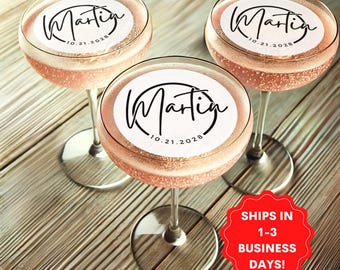 Edible wedding drink toppers, Cocktail decor for wedding, Monogram cocktail toppers, Personalized wedding decor for signature drink