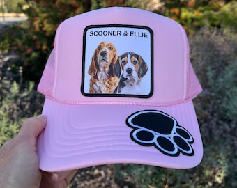 Custom pet portrait trucker hat, Custom dog hat, Dog lover gifts personalized, Pet hat, Dog baseball cap, Custom cat hat