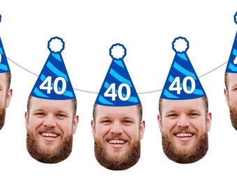 Custom Birthday Banner, 40th Birthday decorations, Face decorations, Face birthday party decor, Face Banner, Big face cutout, Funny 40th