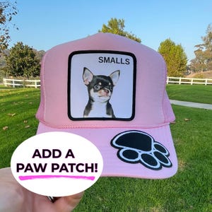 Custom dog hat, Custom pet portrait trucker hat, Dog hats, Personalized gift for dog lovers, Pet hat, Custom cat hat, Dog baseball cap 1 pet + paw patch