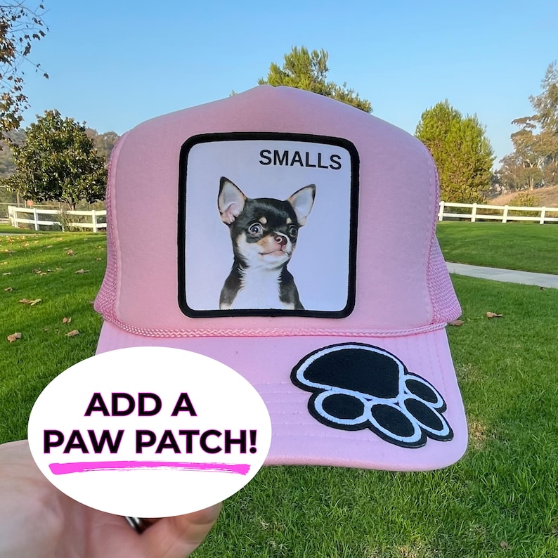 Custom dog hat, Custom pet portrait trucker hat, Dog hats, Personalized gift for dog lovers, Pet hat, Custom cat hat, Dog baseball cap 1 pet + paw patch