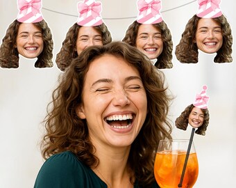 Personalized Face Drink Stirrers: Custom Birthday Party Decor