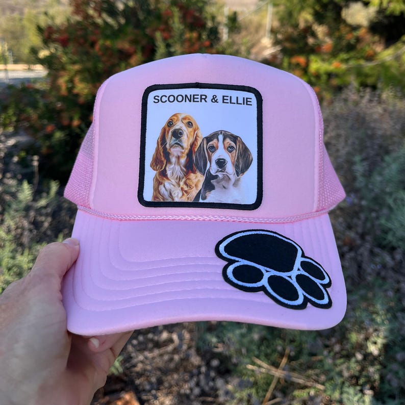 Custom pet portrait trucker hat, Custom dog hat, Personalized gift for dog lovers, Pet hat, Dog baseball cap, Custom cat hat image 7
