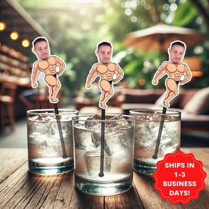 Groom face bachelorette drink stirrers, Bachelorette party decor, Personalized stir sticks, groom head decorations, gag gift for bride