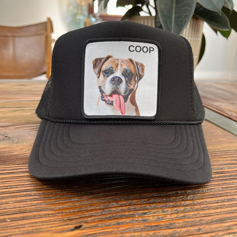 Custom pet portrait trucker hat, Custom dog hat, Personalized gift for dog lovers, Pet hat, Dog baseball cap, Custom cat hat image 5