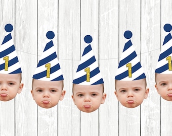 Personalized First Birthday Banner with face, 1st Birthday Face Banner, Funny 1st, Customized 1st birthday Decorations, Party Garland