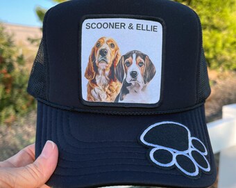 Custom pet portrait trucker hat, Custom dog hat, Dog lover gifts for her, Pet hat, Dog baseball cap, Custom cat hat